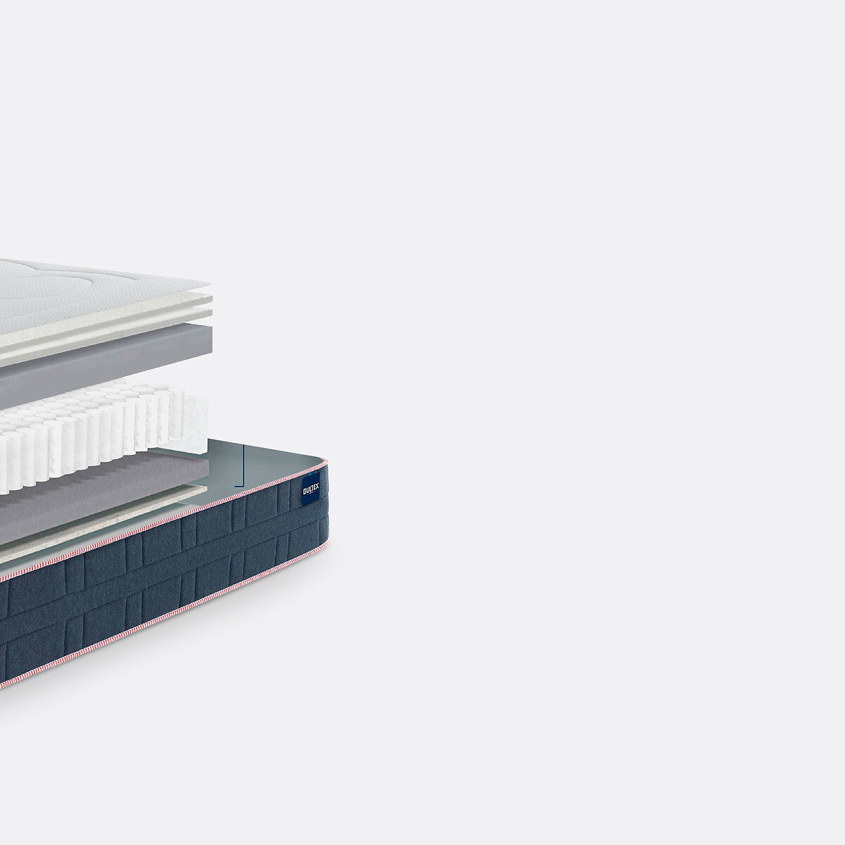 Materasso ibrido a molle e schiuma, Conquérant bianco/grigio chiné, BULTEX