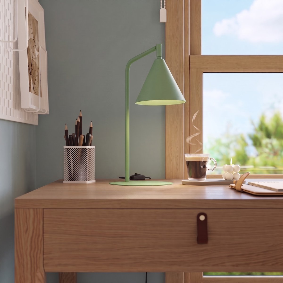 Lampe de bureau Acier Sauge E14 1 Nox sauge, EDEN