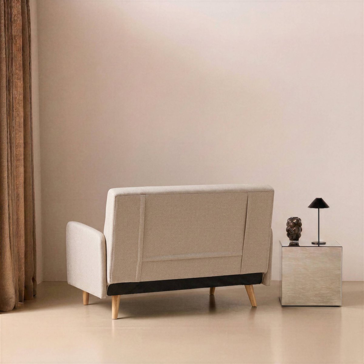 Canapé convertible 2 places tissu PANAM beige, SWEEEK