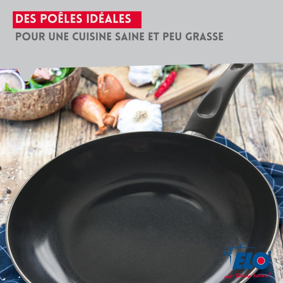 Batterie 2 poêles 24/32cm + 1 faitout 20cm PRIMA BRILLANT noir, ELO