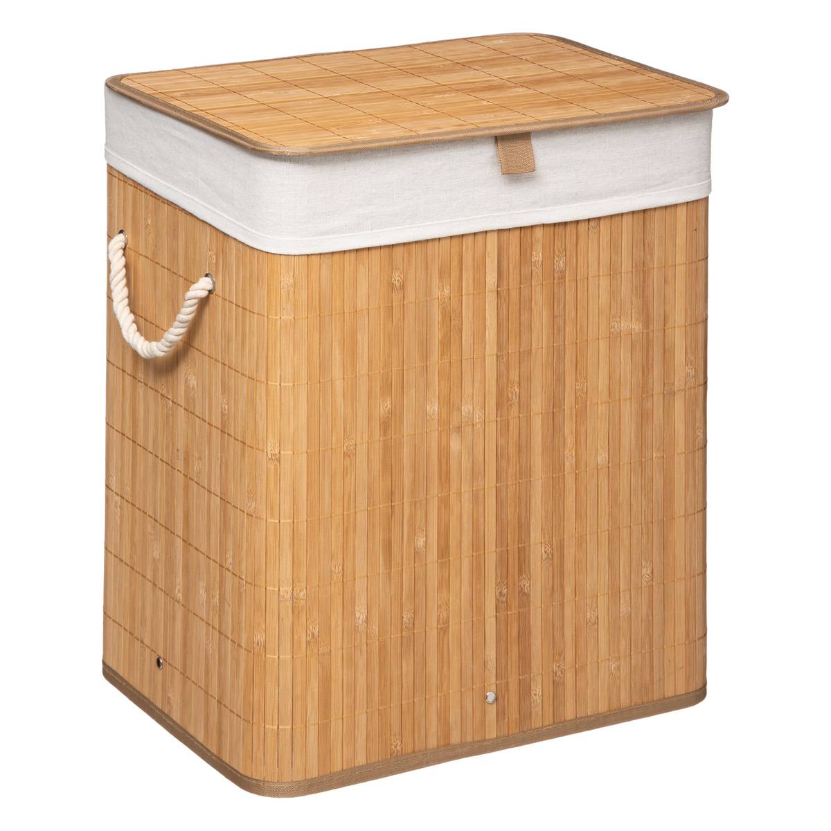 Panier à linge 60L en bambou avec anse marron, 5FIVE SIMPLY SMART