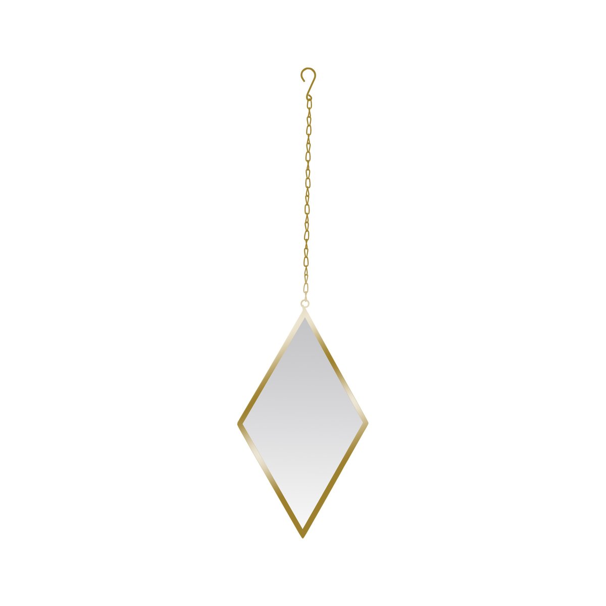 Miroir losange avec attache métal 21x36cm or, EMDE