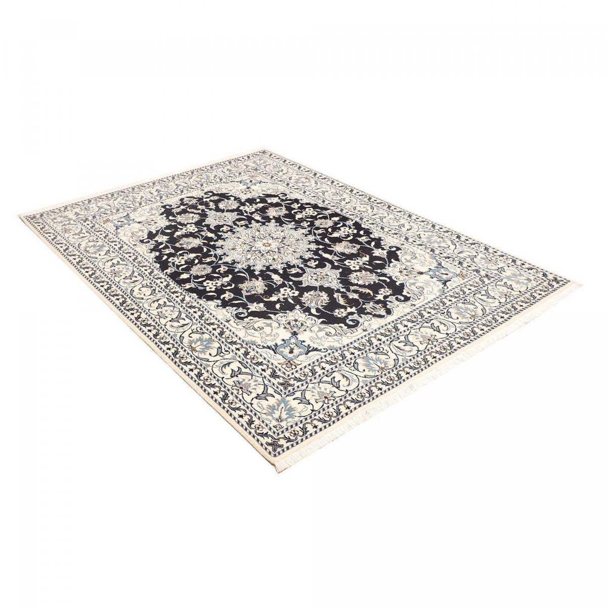 Tapis d'orient, motif oriental, noué main, laine, NAIN 7 bleu, beige, crème, UN AMOUR DE TAPIS
