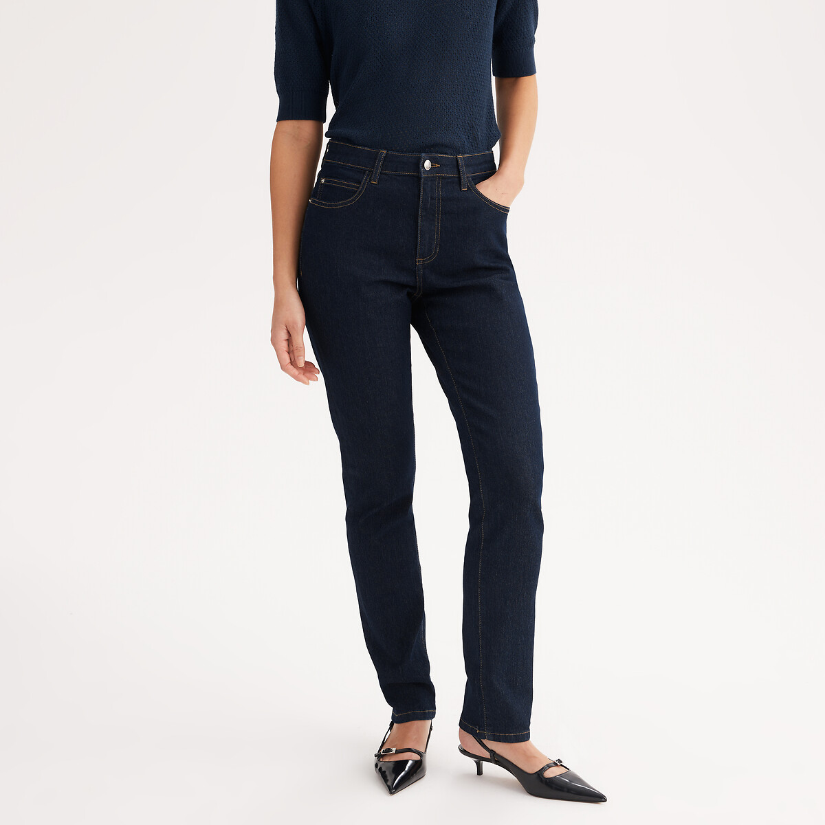 Jean droit 5 poches, taille standard bleu brut, ANNE WEYBURN