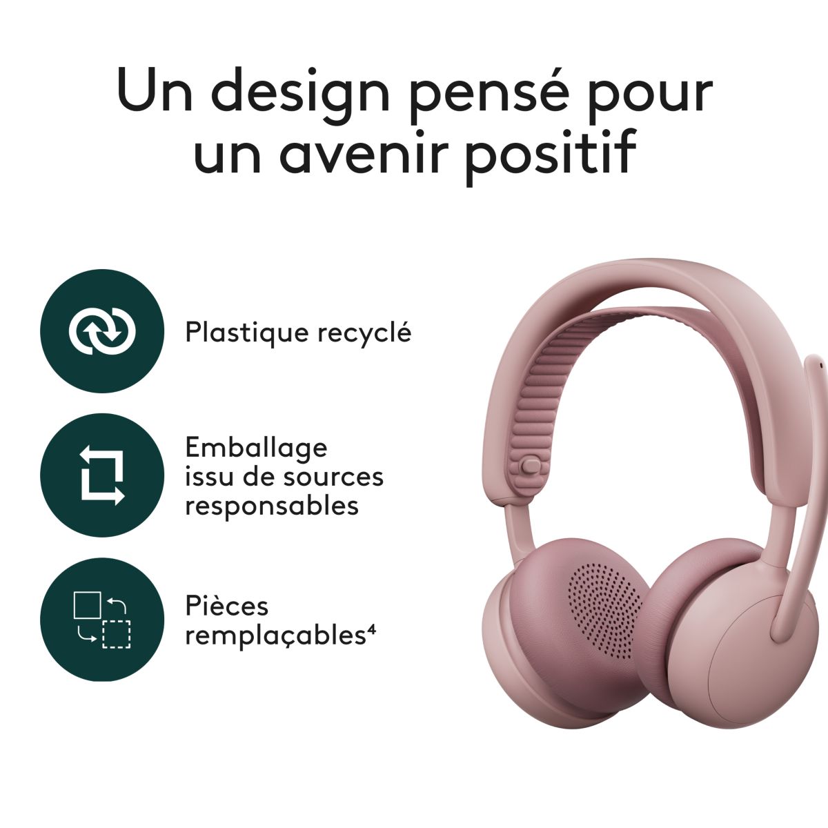 Micro-casque Zone Wireless 2 ROSE couleur unique, LOGITECH