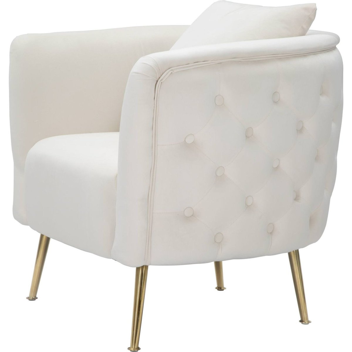 Fauteuil capitonné pieds en métal GLAM crème et doré, RECOLLECTION