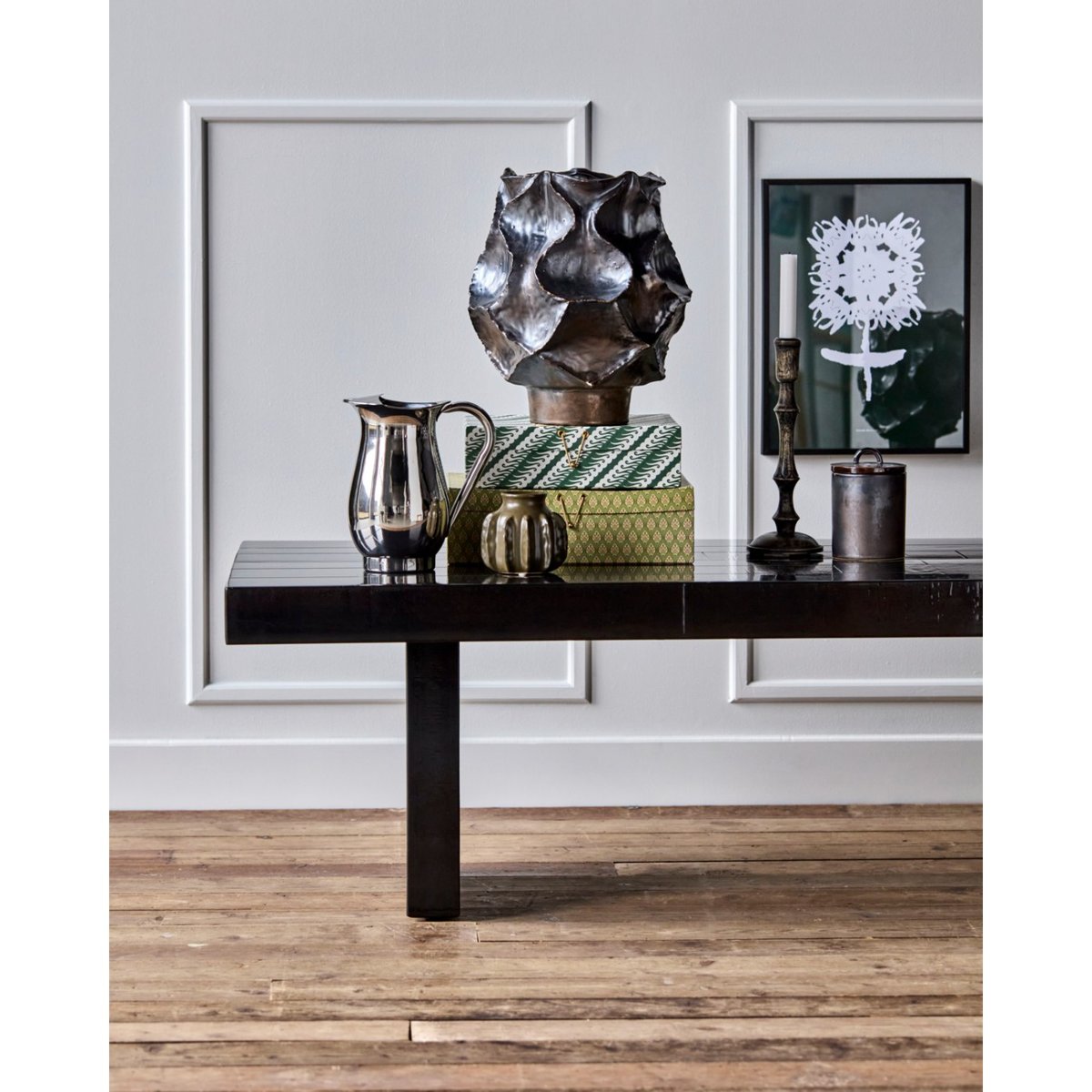 Table basse en bois laqué Brick 150x60 cm noir, HOUSE DOCTOR