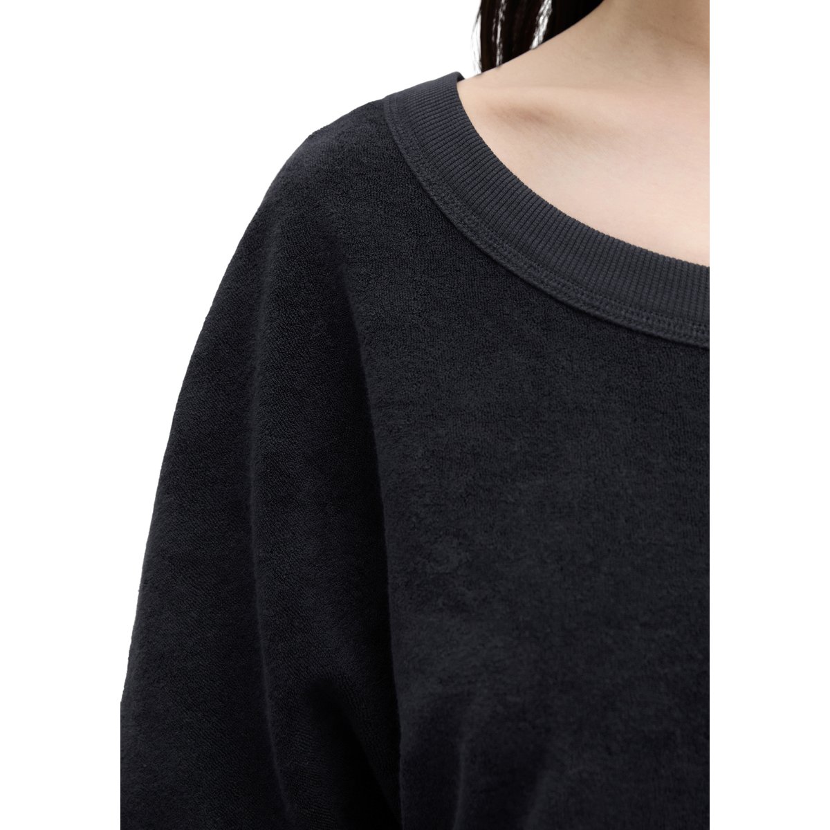 Robe en éponge loose en mélange de coton organique bleu foncé, MARC O'POLO
