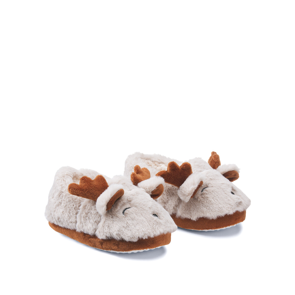 Kids' Reindeer Slippers beige, LA REDOUTE COLLECTIONS