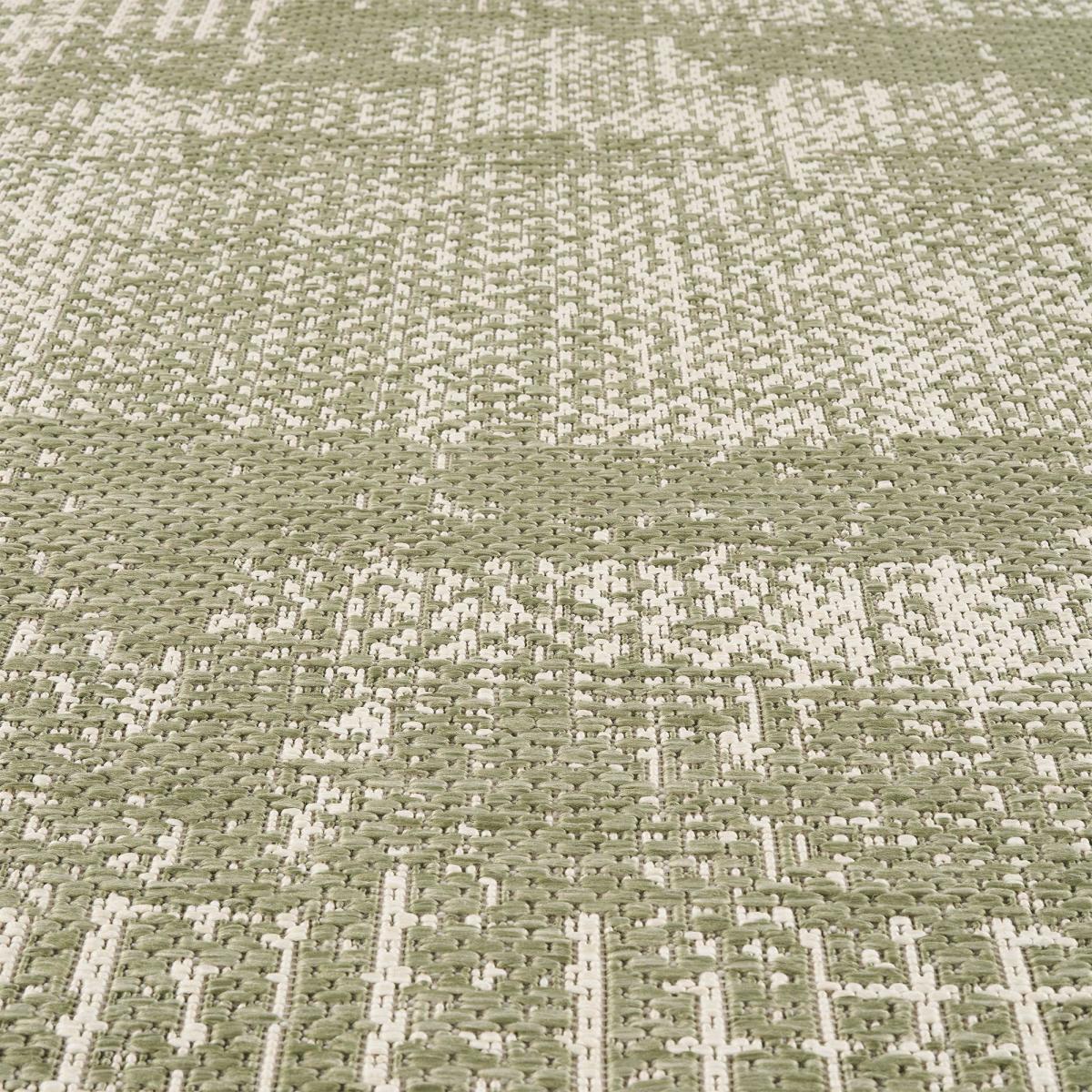 Tapis kilim, motif géométrique, tissé à plat, style ethnique vert, beige, UN AMOUR DE TAPIS