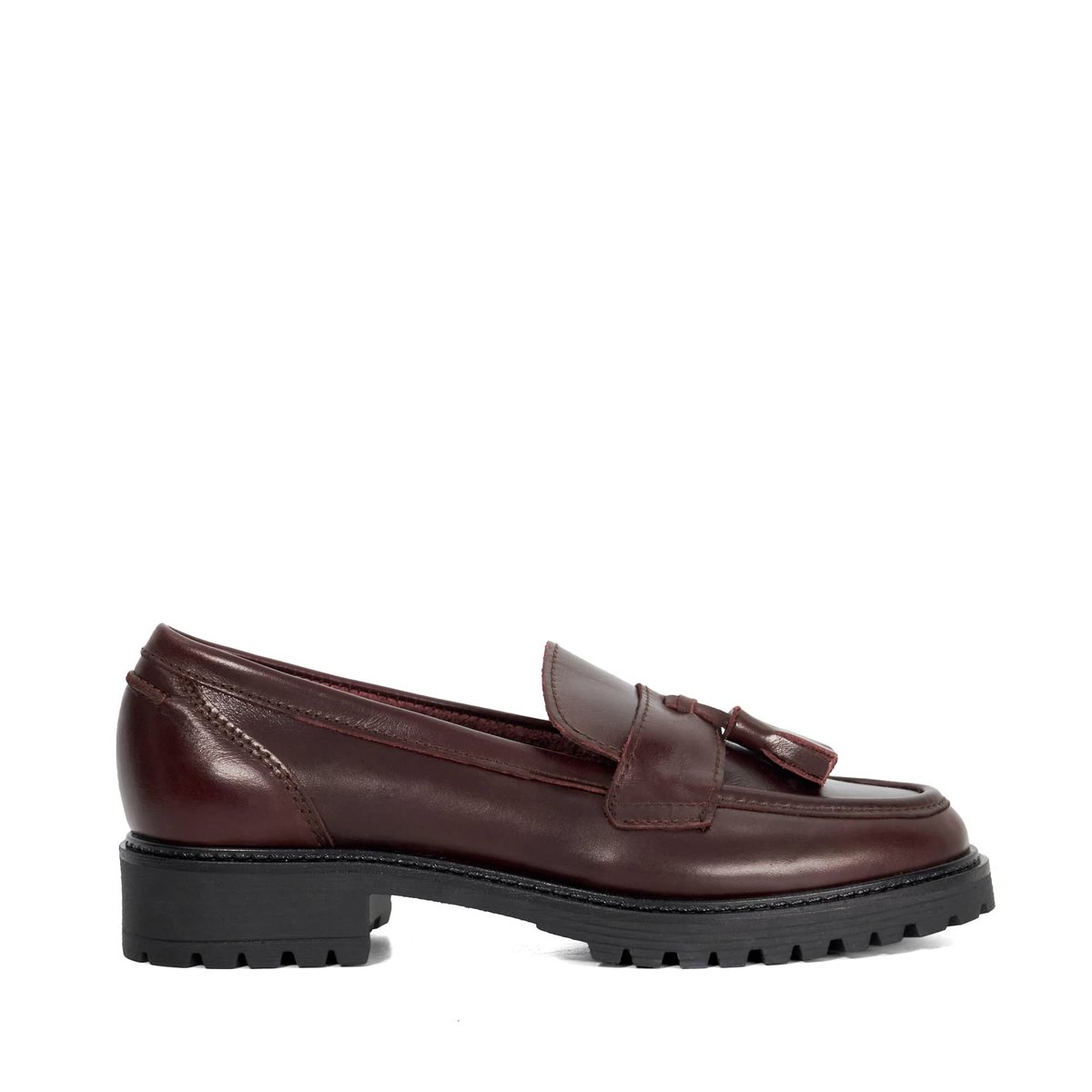 Mocassins épais à pampilles en cuir - GRACELYN burgundy-leather, DUNE LONDON