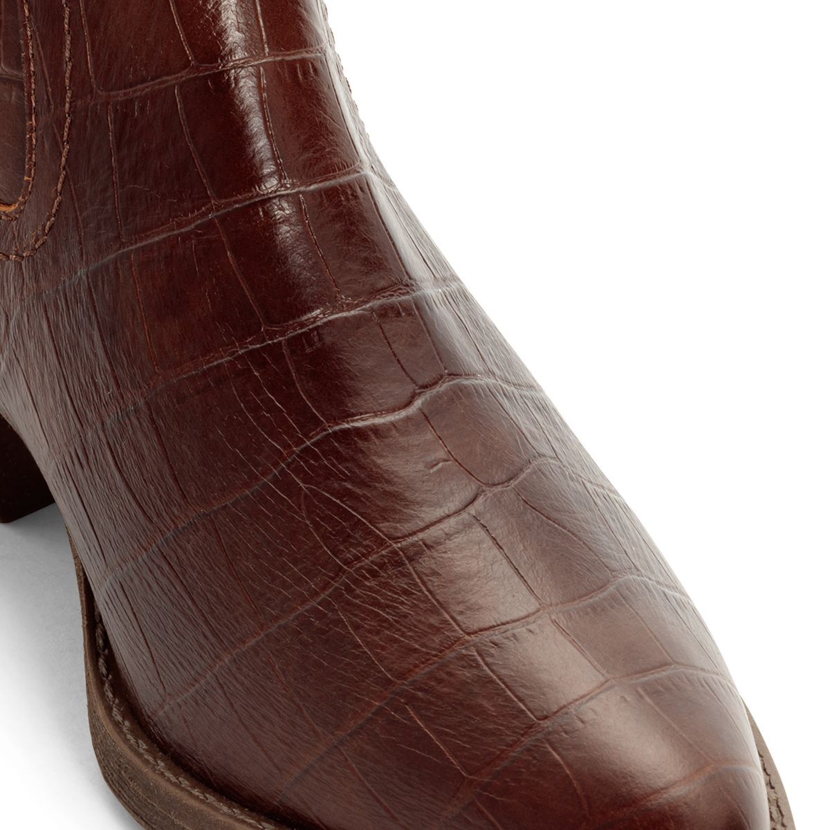 Bottine Chelsea en cuir marron taupe fauve combiné, TAMARIS