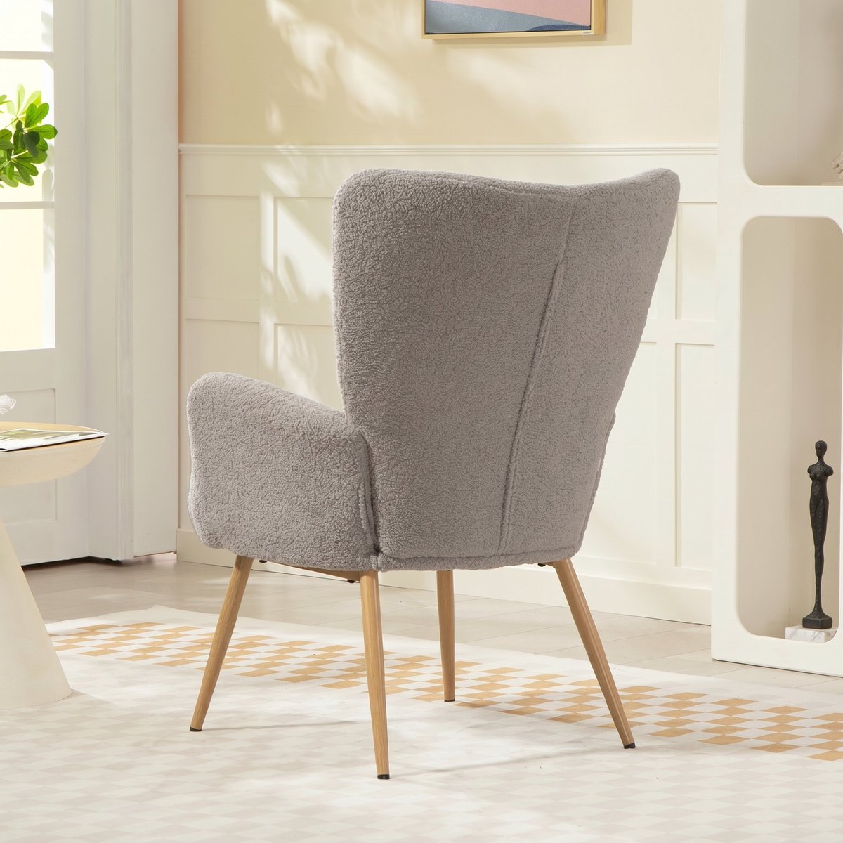 Accent Chair Tissu bouclette Gris gris, HOMCOM