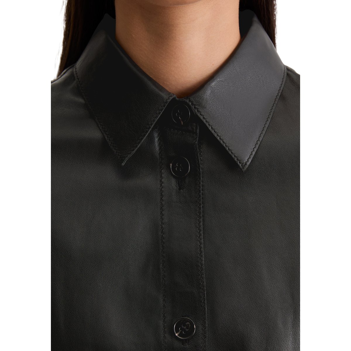 Chemise en cuir regular en cuir d'agneau souple noir, MARC O'POLO