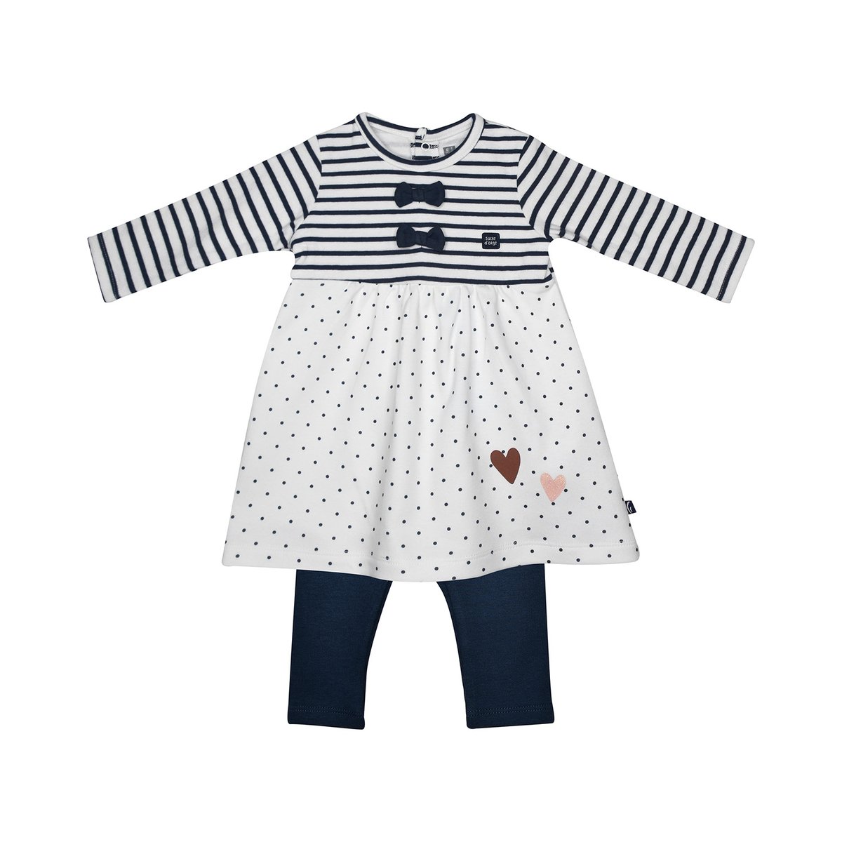 Robe bebe + legging maille fadime bleu, SUCRE D'ORGE