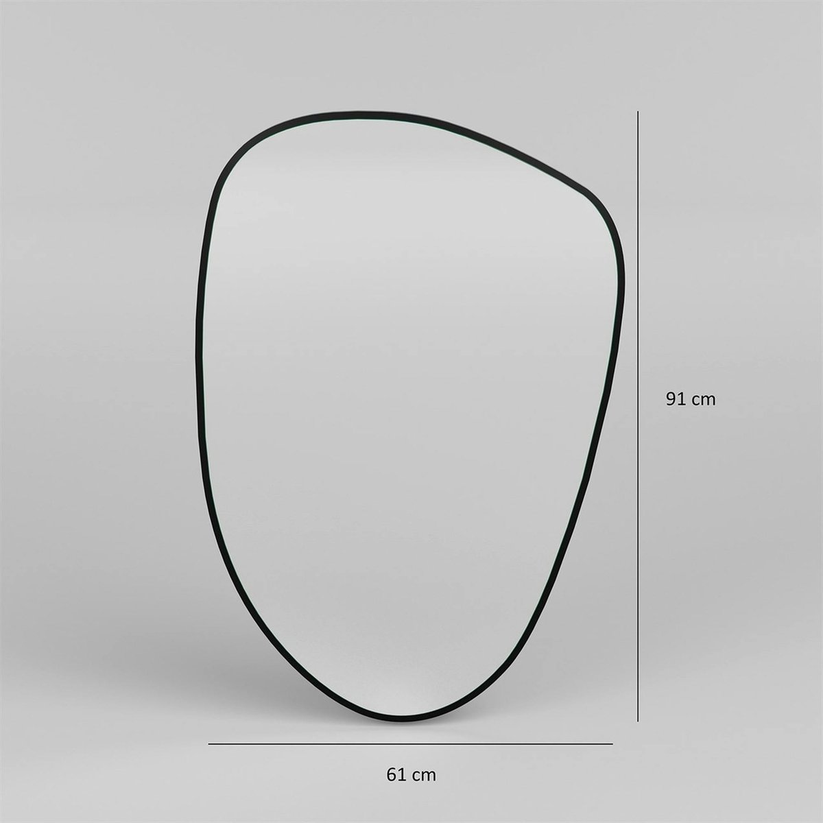 Miroir design organique bord noir 91 cm, forme fluide CODY noir, PIER IMPORT