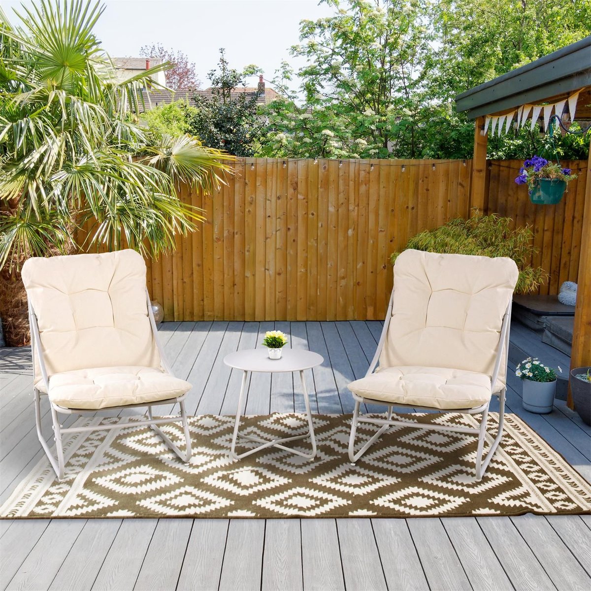 Salon de jardin en acier 2 places ANTIBES beige, THE HOME DECO FACTORY