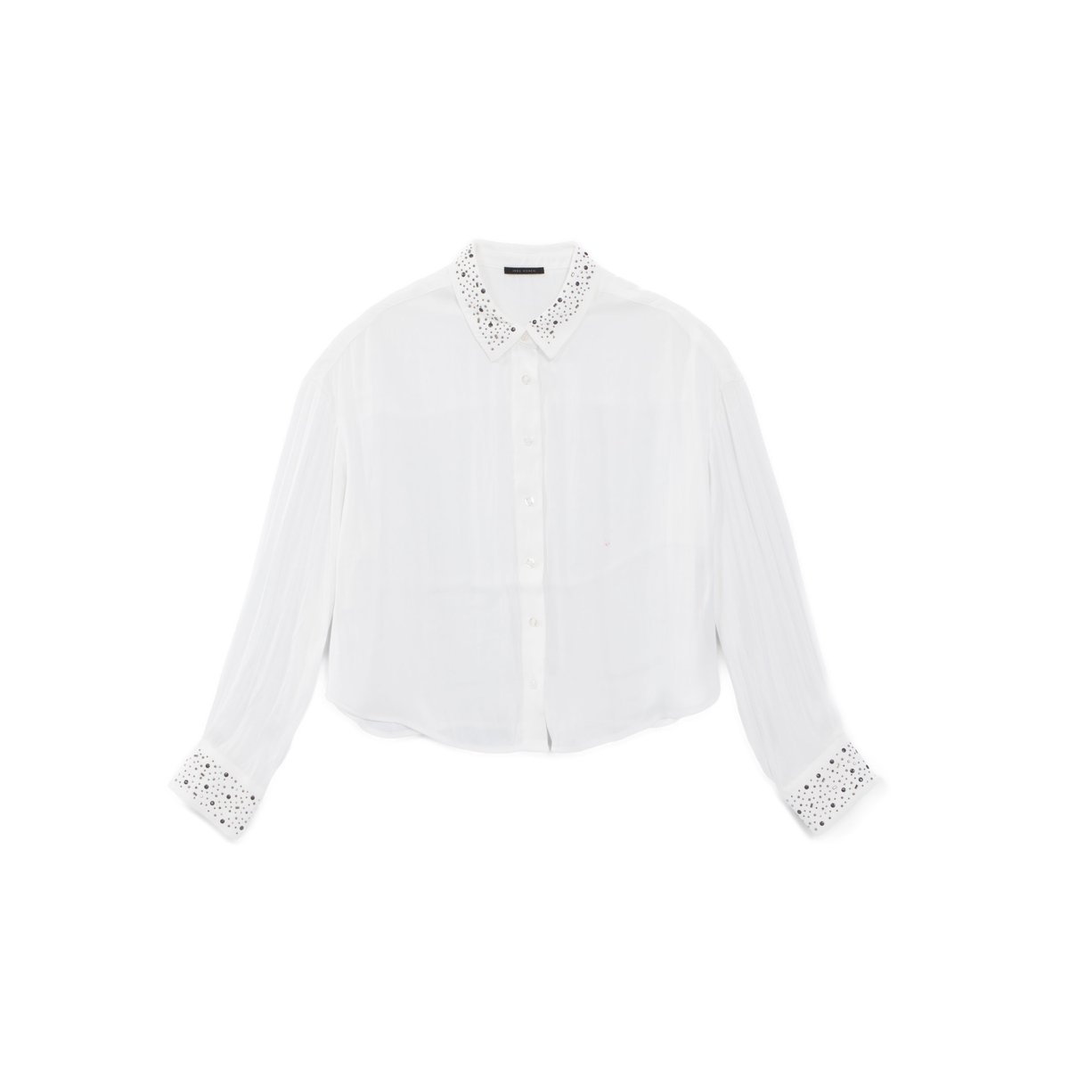 Chemise recyclée décor clous et strass blanc cassé, IKKS