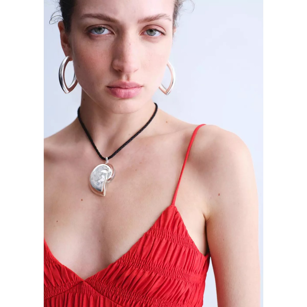 Body en lyocell froncés rouge, MANGO