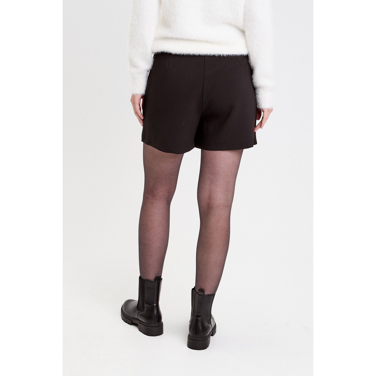 Jupe-short droite fentes noir, CACHE CACHE
