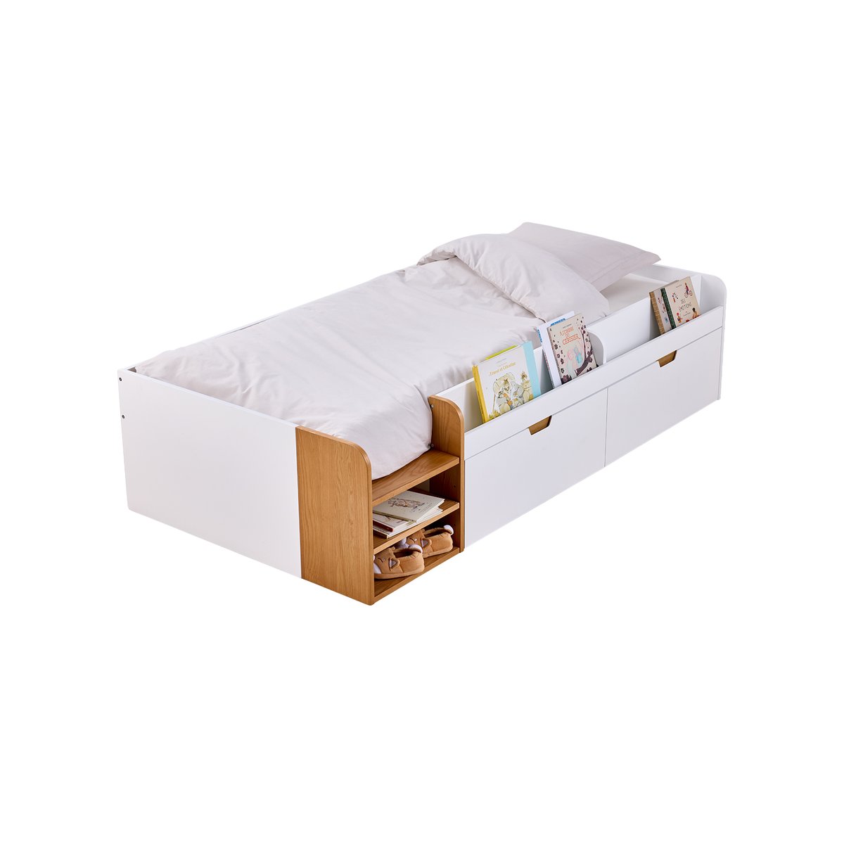 Lit enfant avec rangements 90x200cm Pirouette blanc, VERTBAUDET