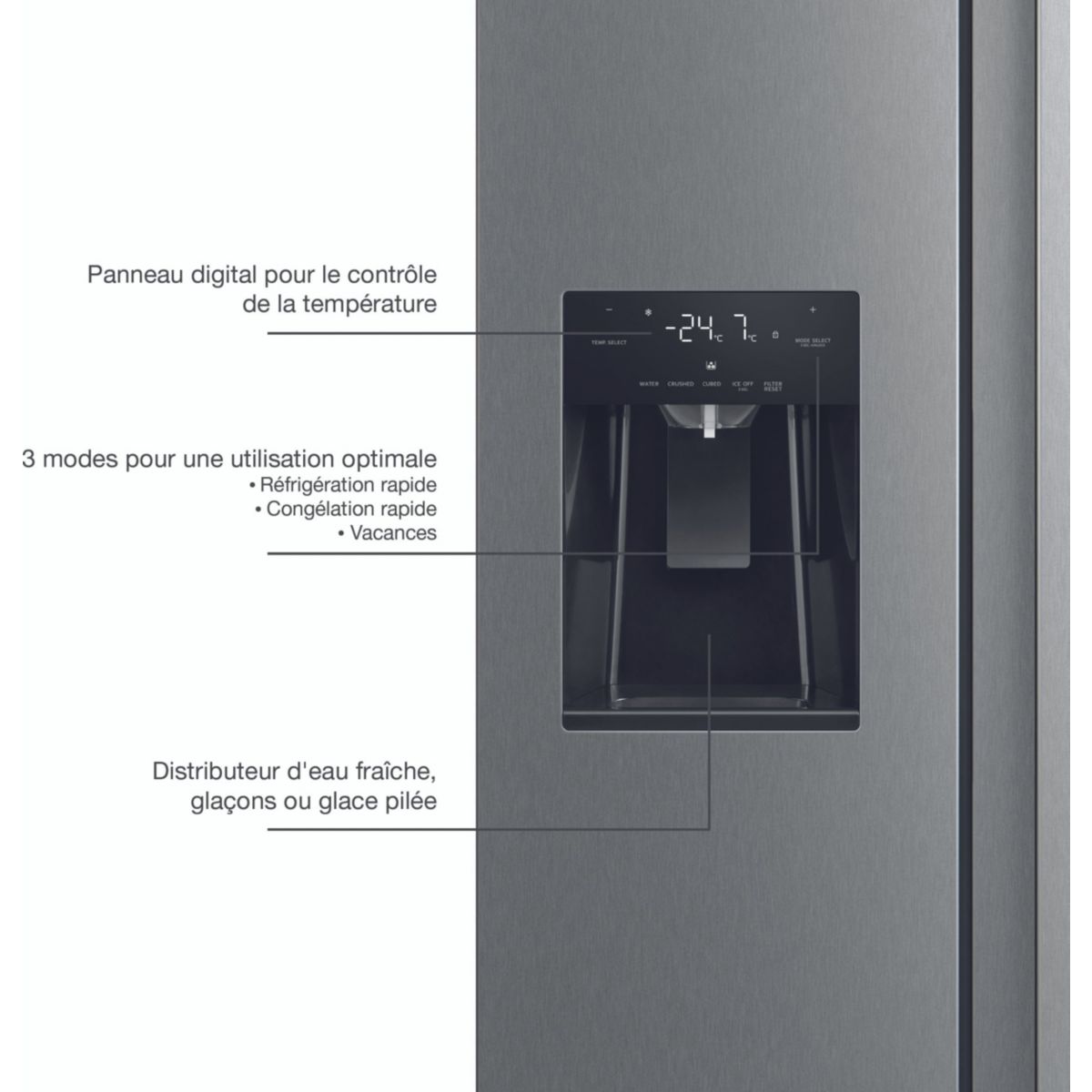 Réfrigérateur Américain MRAVDE180-90midii1 couleur unique, MIOGO