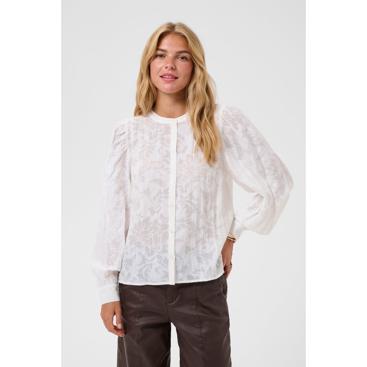Blouse à manches longues blanc snow white, CREAM