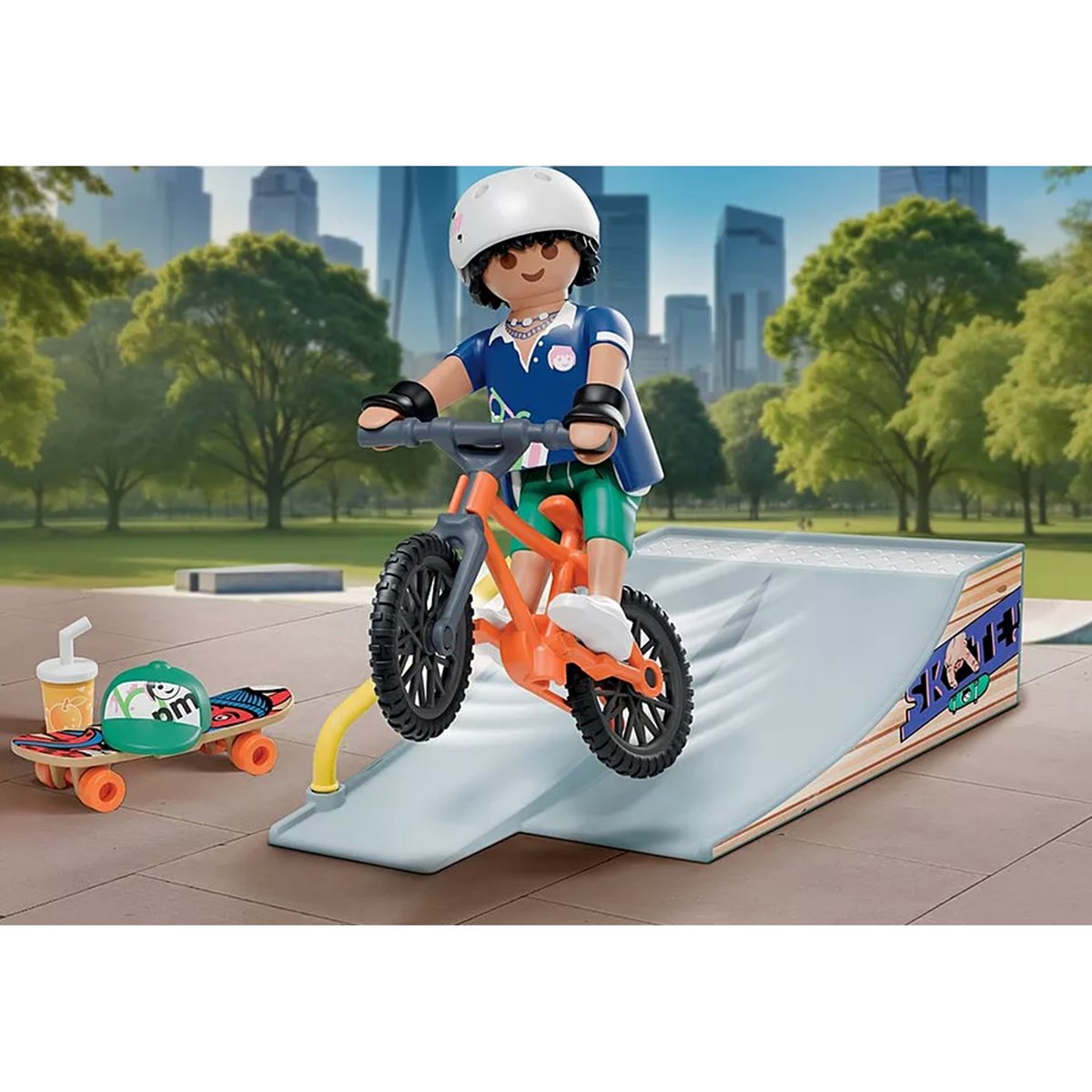 Rider avec rampe, skate et BMX multicolore, PLAYMOBIL
