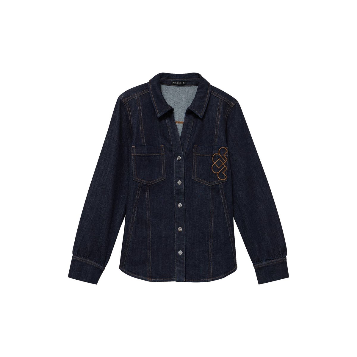 Chemise cintrée en jean manches longues denim brut, BREAL