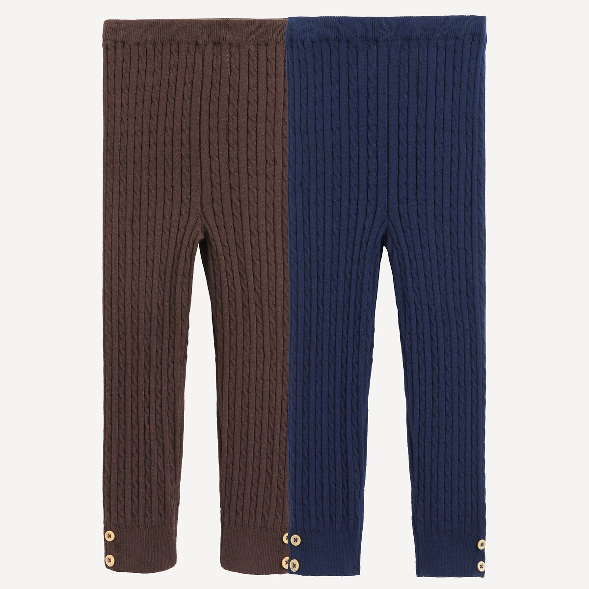 Lot de 2 leggings torsadés marron + bleu marine, LA REDOUTE COLLECTIONS