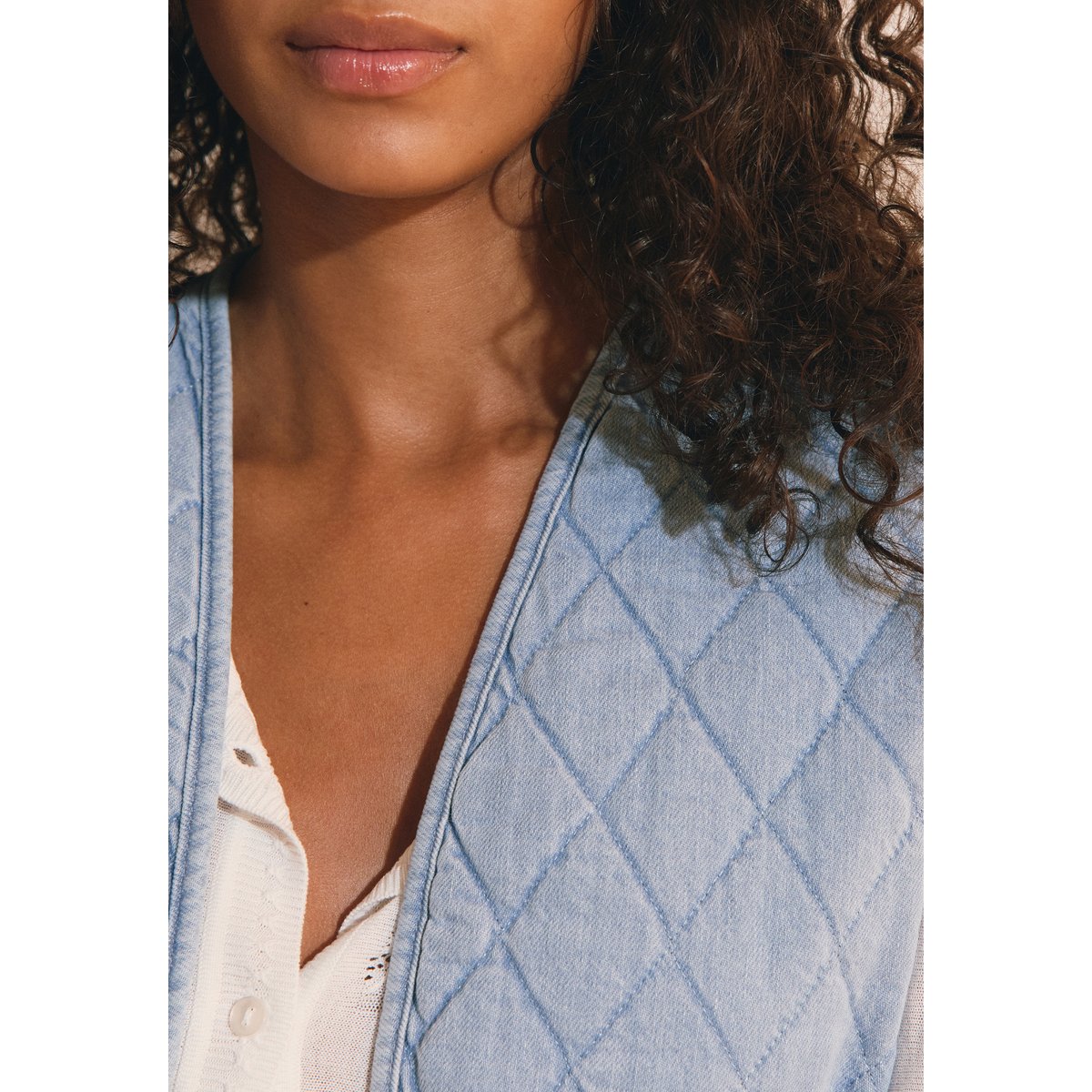 Gilet sans manches en coton LOLA bleu, ETAM