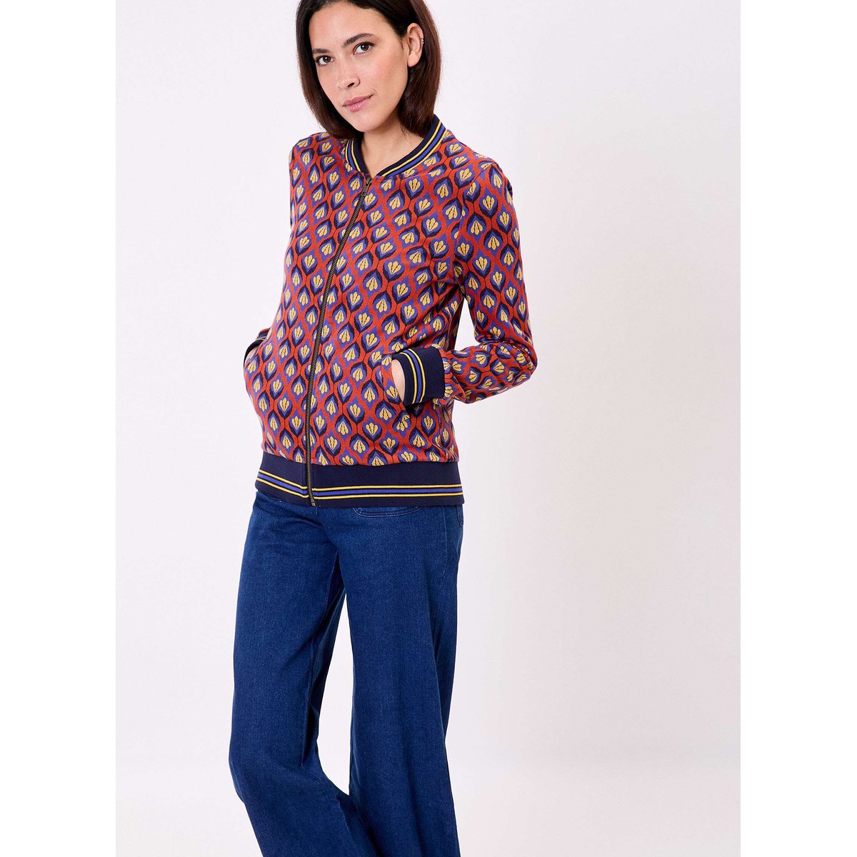 Bouson teddy maille jacquard bio LEO rose rouge, PRINCESSE NOMADE