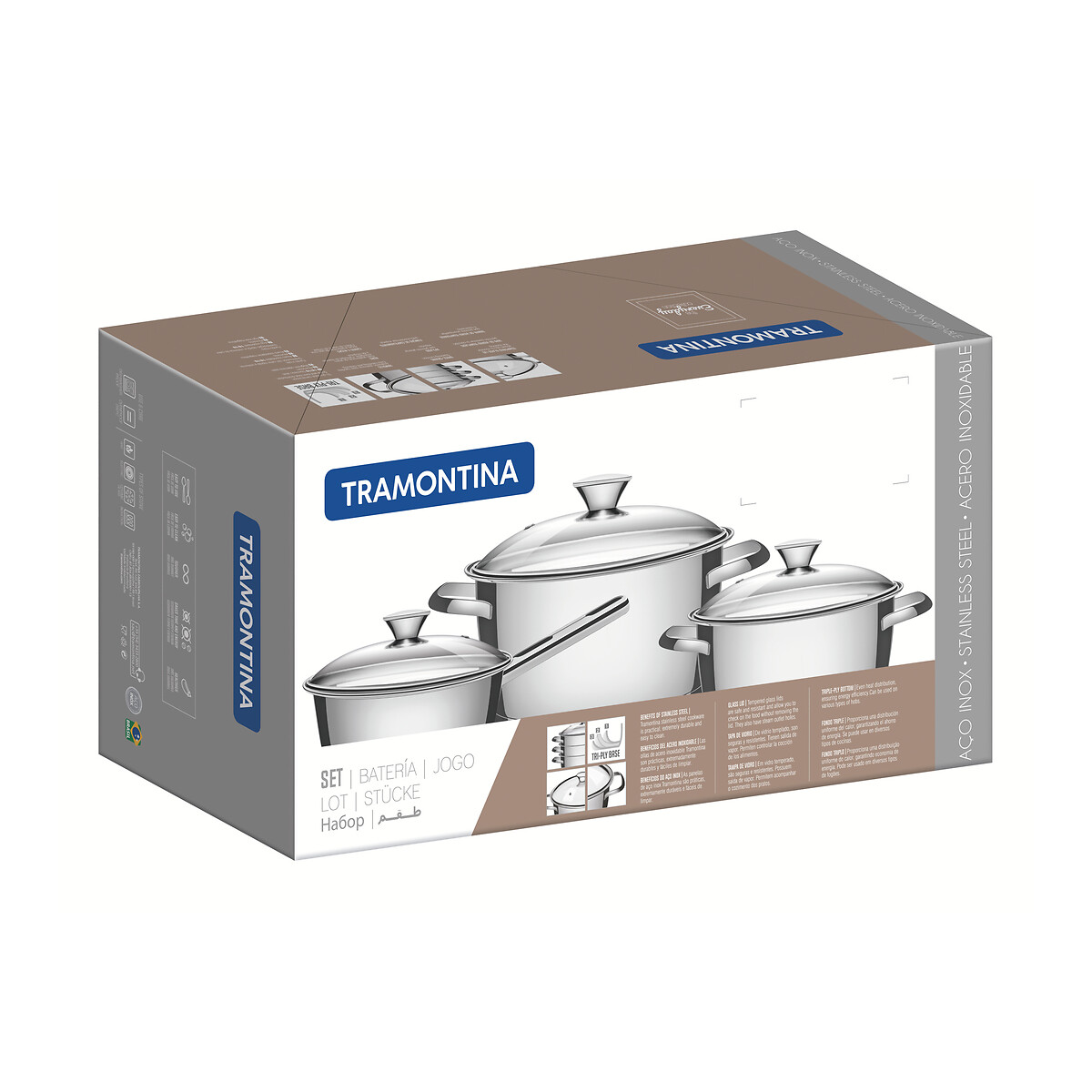 Trem de cozinha Allegra (4 peças), Tramontina inox, TRAMONTINA