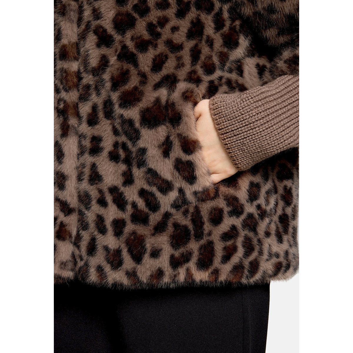 Veste en peluche à col droit taupe/marron, BETTY BARCLAY