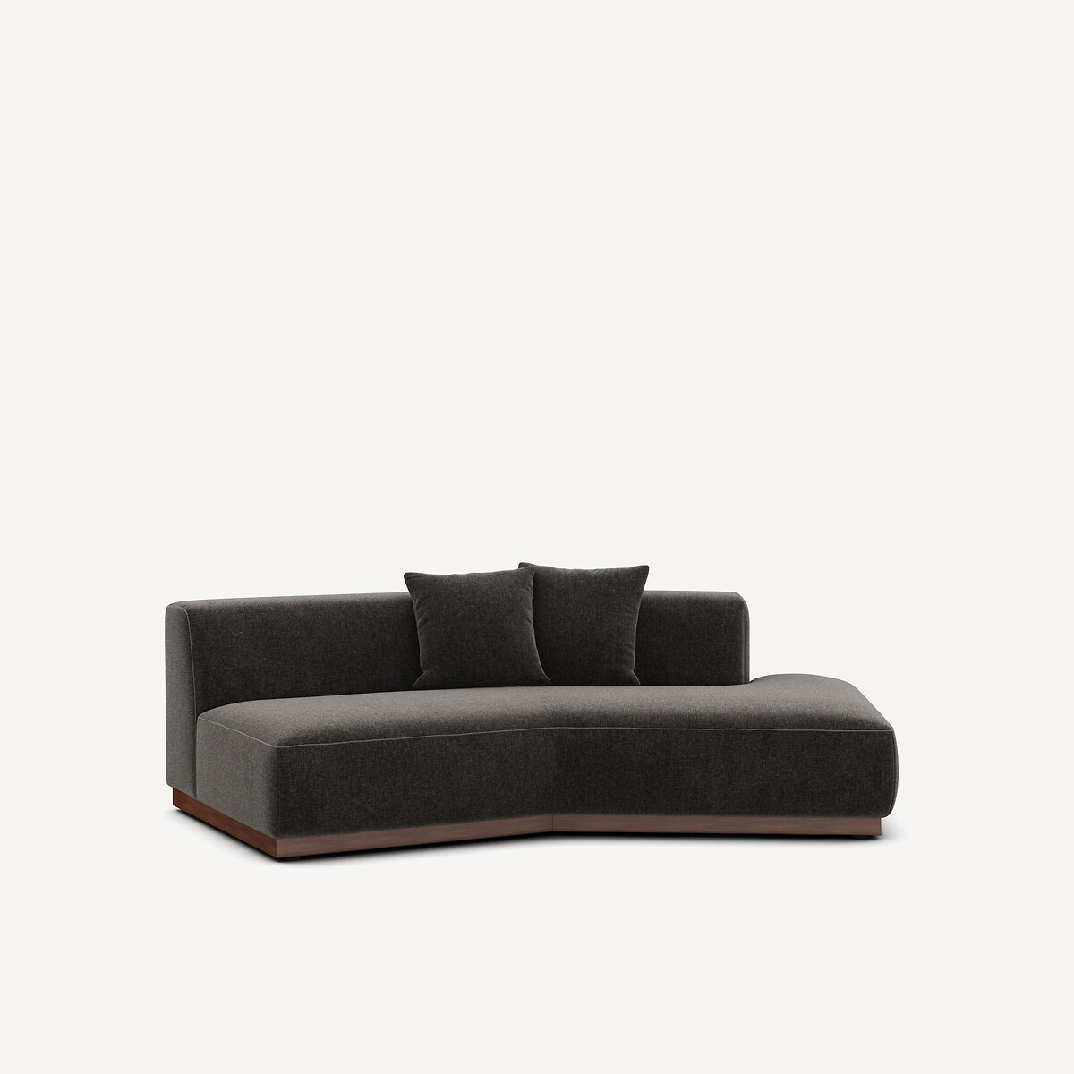 Demi-canapé droit en velours chenille, JACOPO basalte, AM.PM