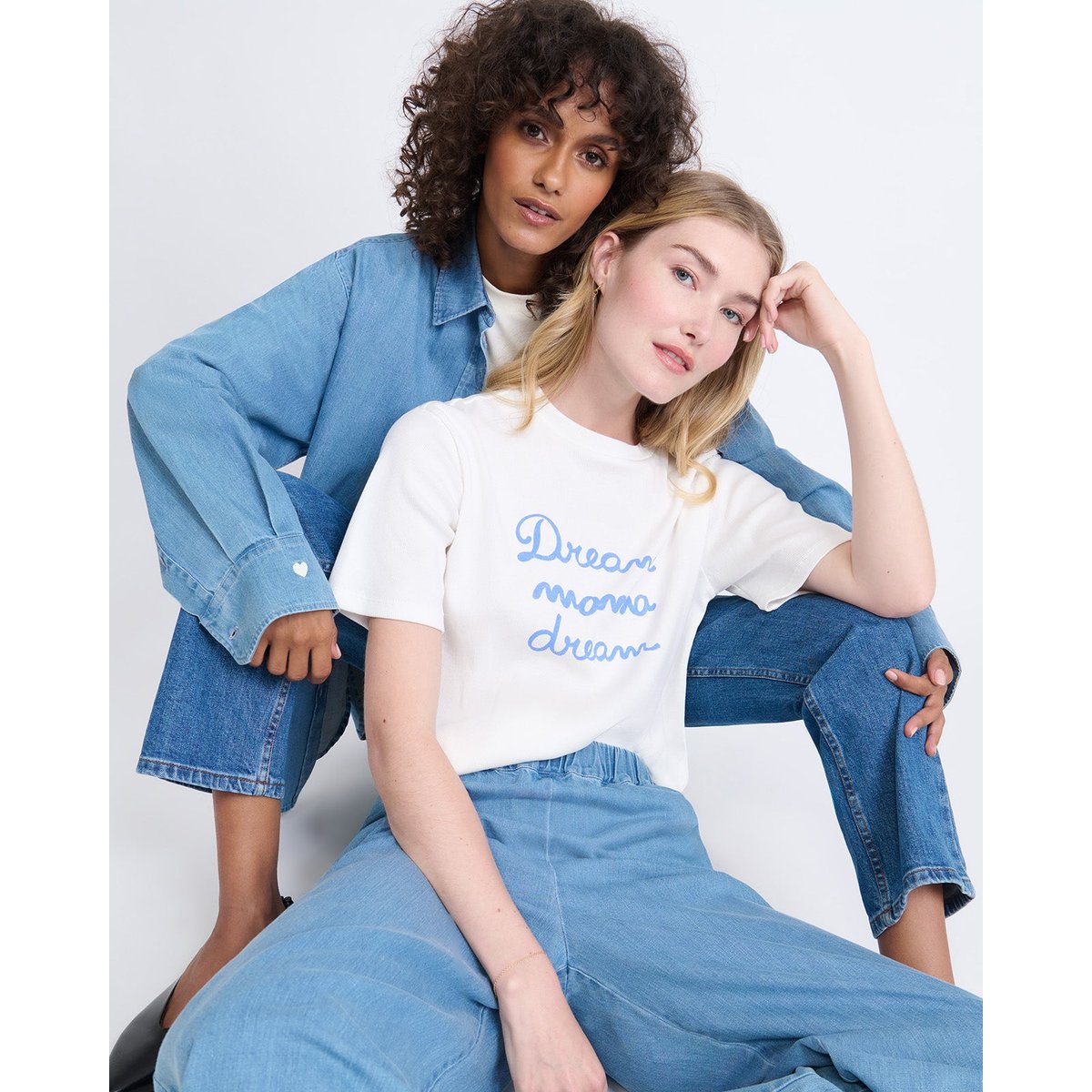 T-shirt Dream mama dream en coton bio côtelé blanc, EMOI EMOI