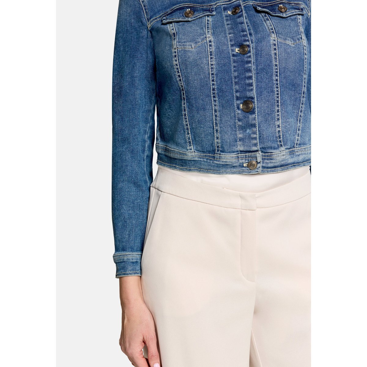 Veste en jean à effet délavé bleu, VERA MONT