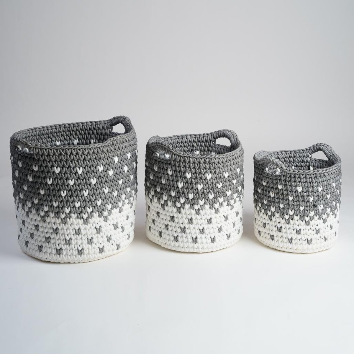 Panier en corde gris et blanc M ELLY gris, WANDA COLLECTION