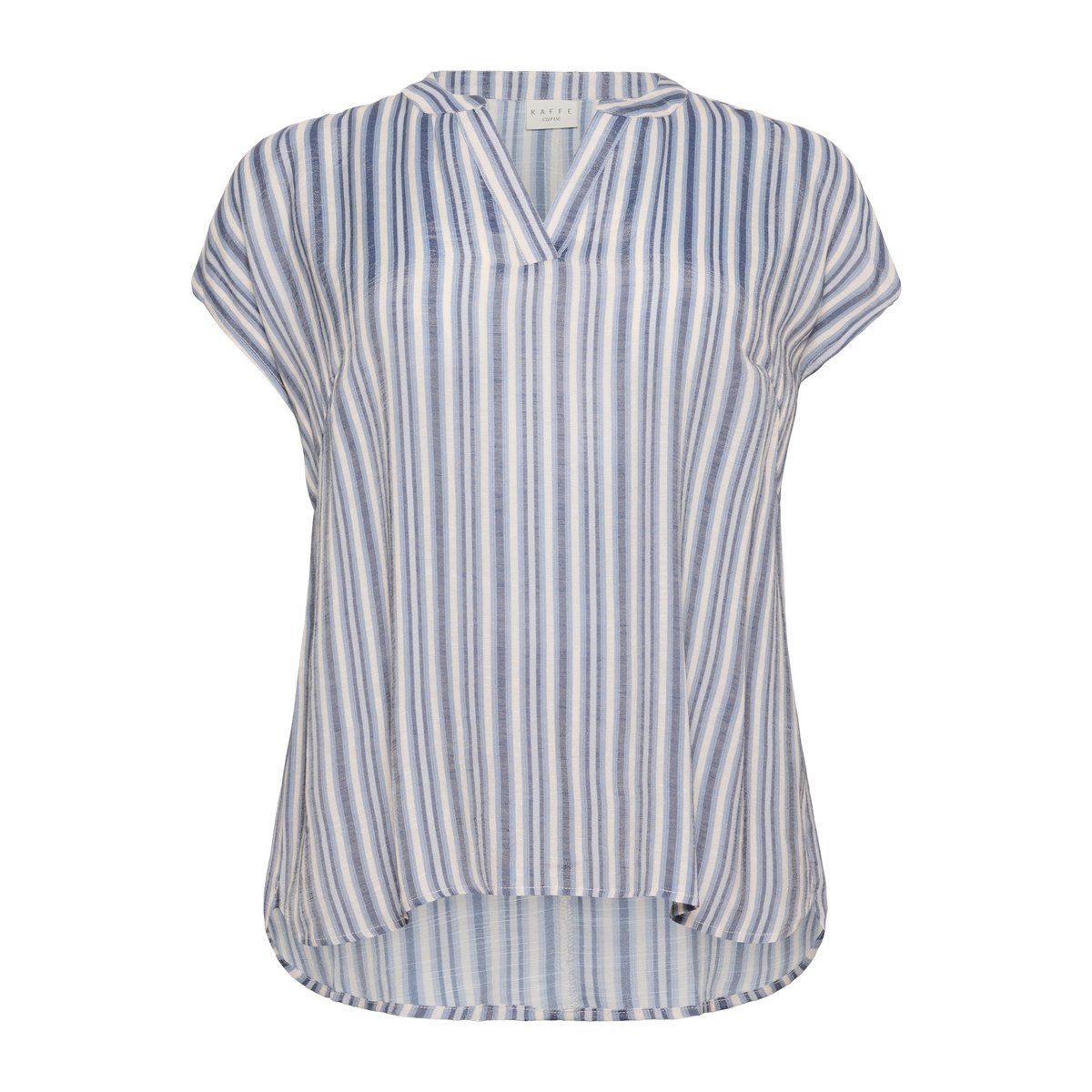 Blouse à manches courtes bleu/blanc chalk stripe, KAFFE CURVE