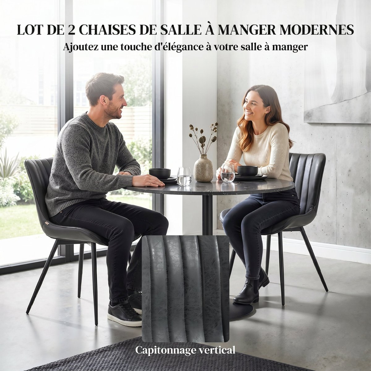 Chaise de salle à manger Revêtement noir, HOMCOM