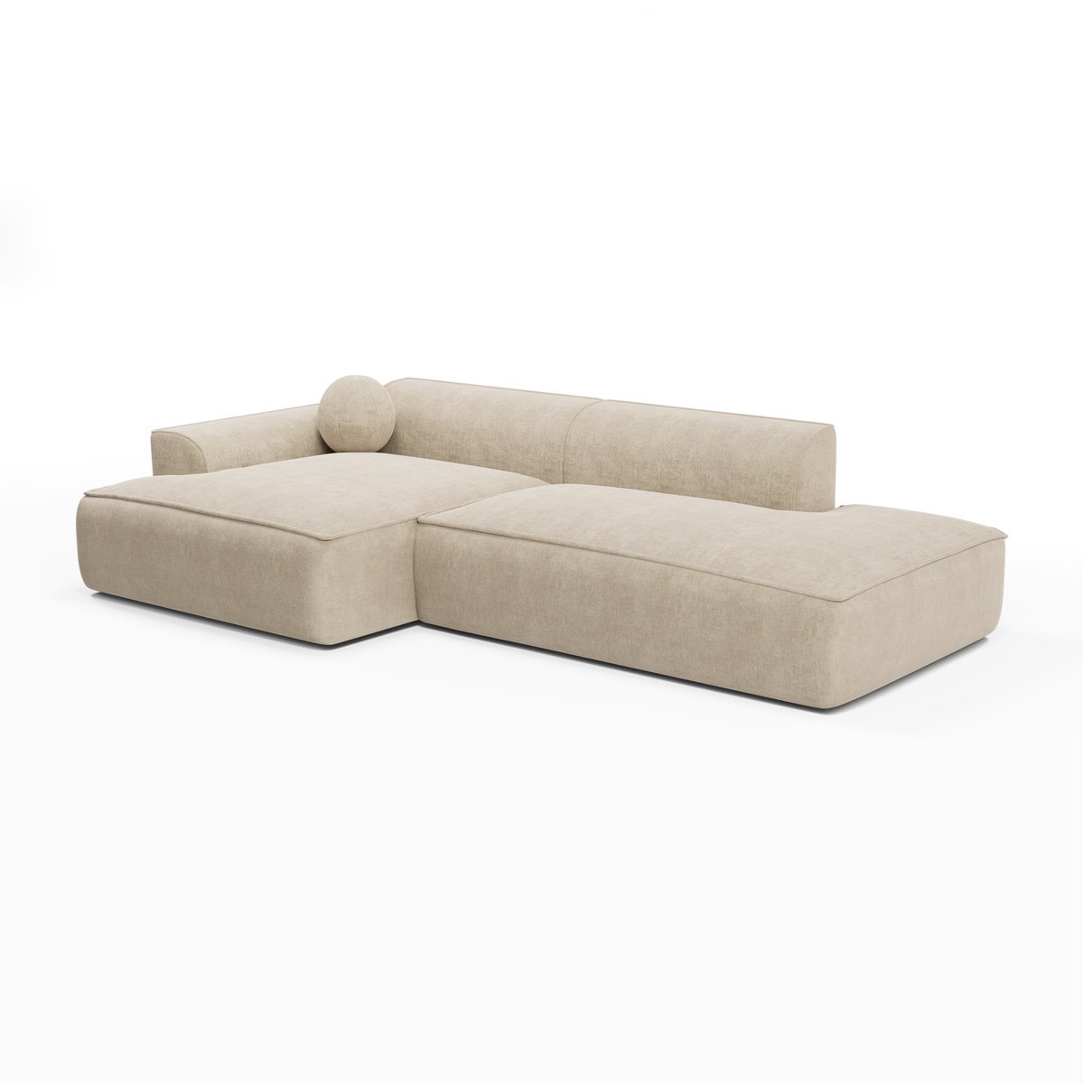 Canapé angle gauche 4 places en velours ANIA crème, SIA HOME