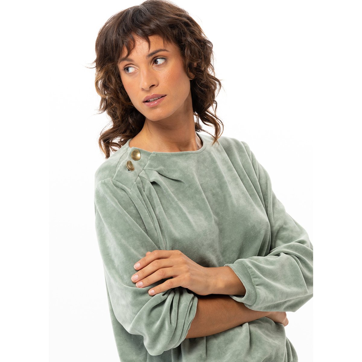 Ensemble homewear en velours RELAX 222 vert, LE CHAT