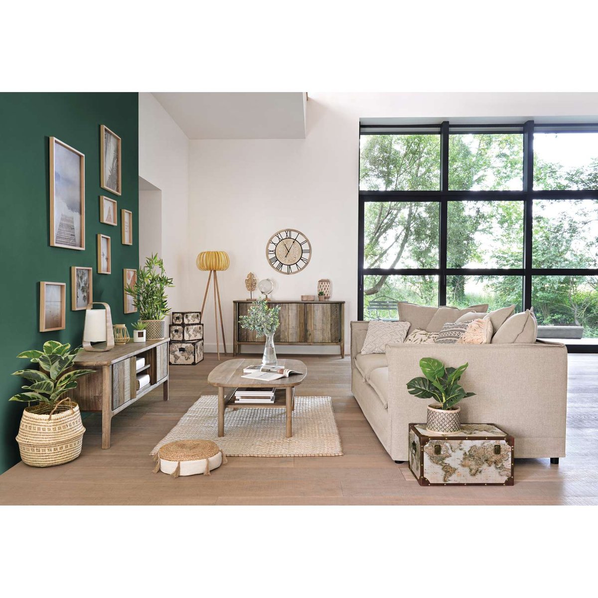 Buffet 3 portes en bois BANILA beige, ATMOSPHERA