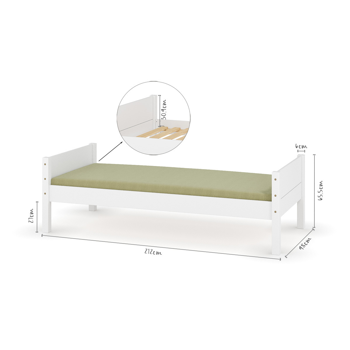 Lit 1 place Bois massif LOUW bois naturel, AKITEN RETAIL
