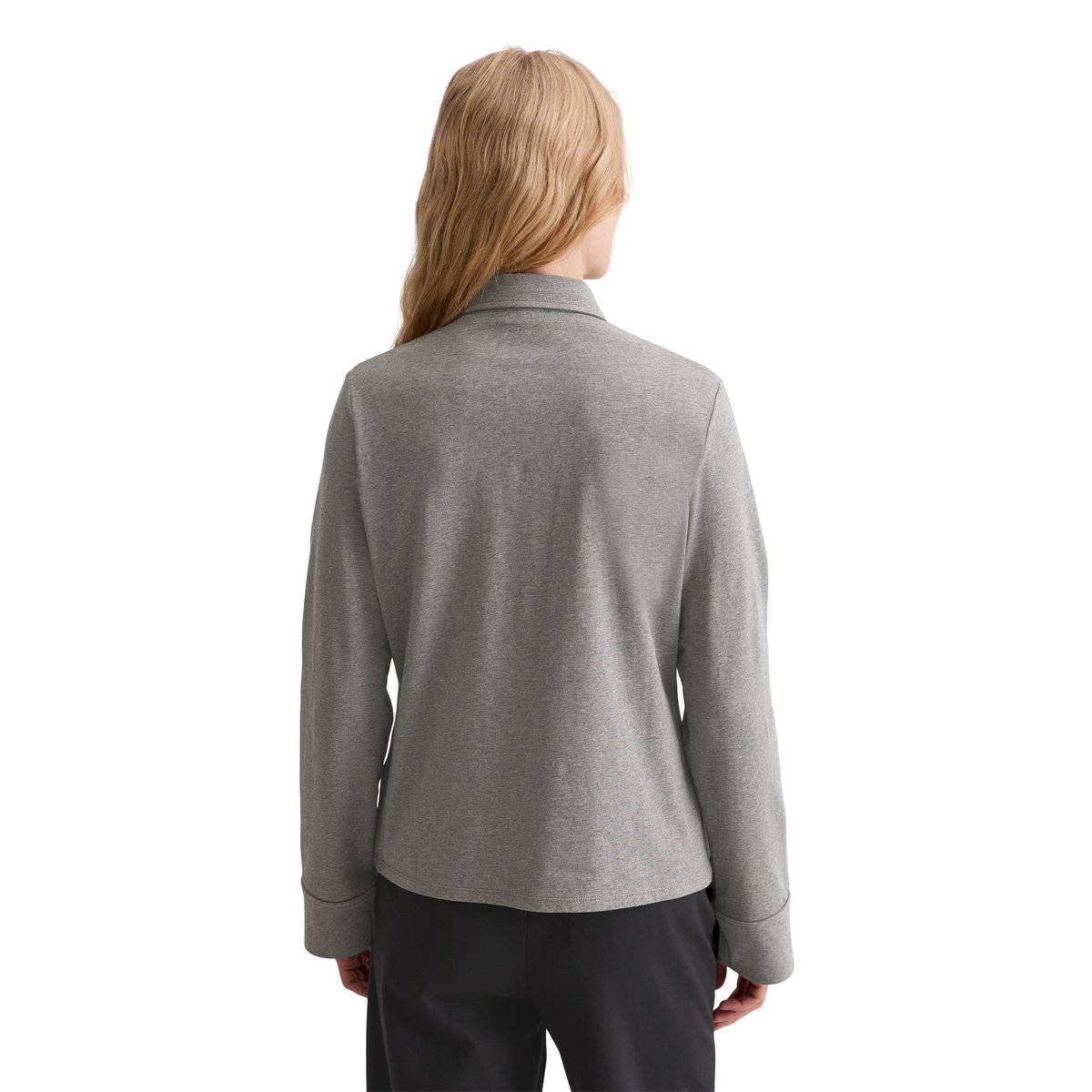 Blouse en jersey regular en coton organique stretch gris, MARC O'POLO