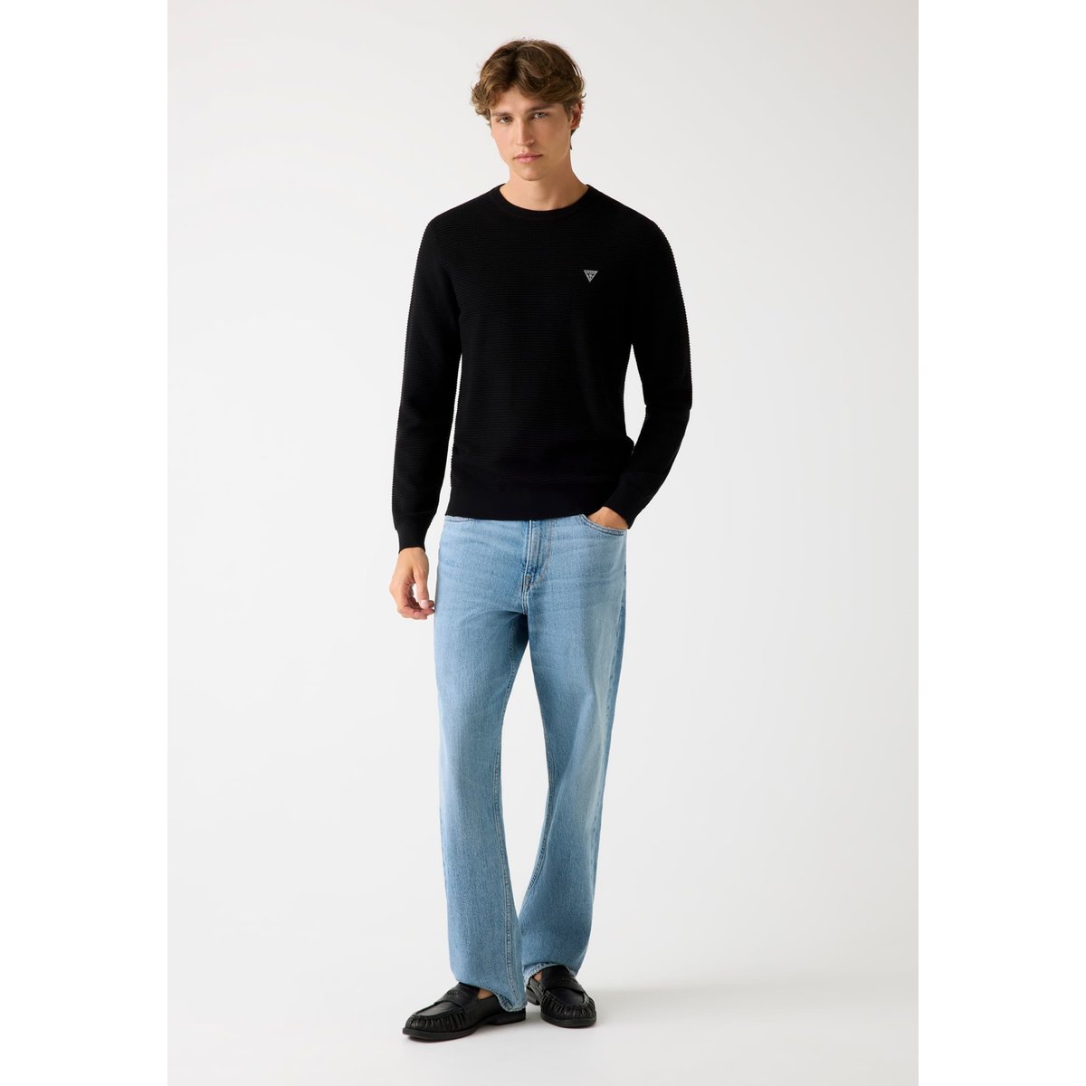 Pull En Viscose Mélangée noir, GUESS