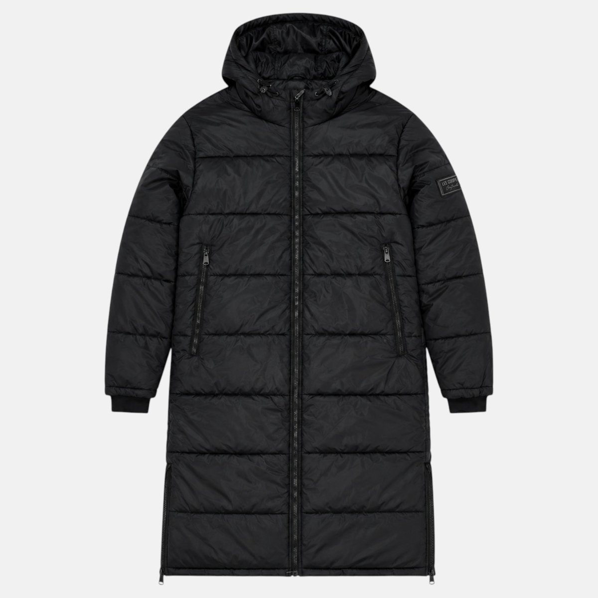 Doudoune longue zippée à capuche, poches zippées HIMALAYA noir, LEE COOPER