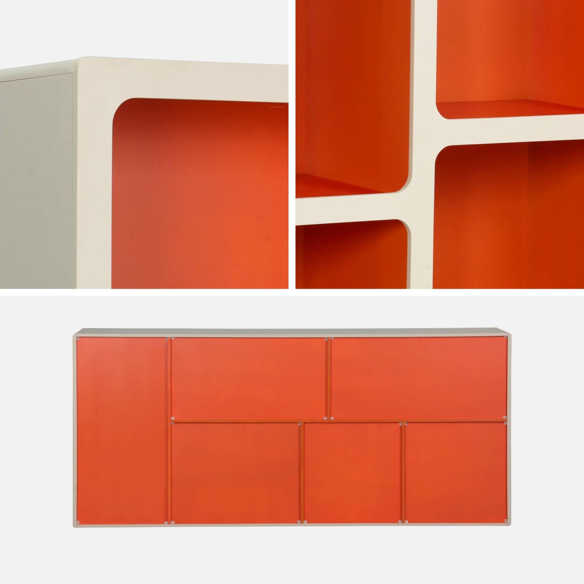 Etagère bibliothèque organique décor bois bicolore 8 compartiments AGATHA orange, SWEEEK