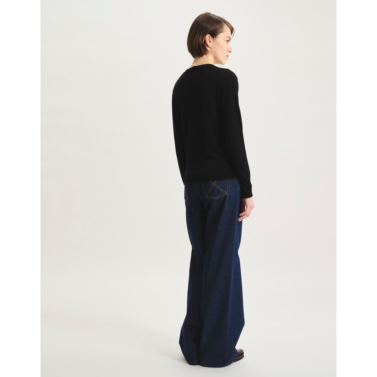 Pull Morcant en laine mérinos noir, INES DE LA FRESSANGE PARIS