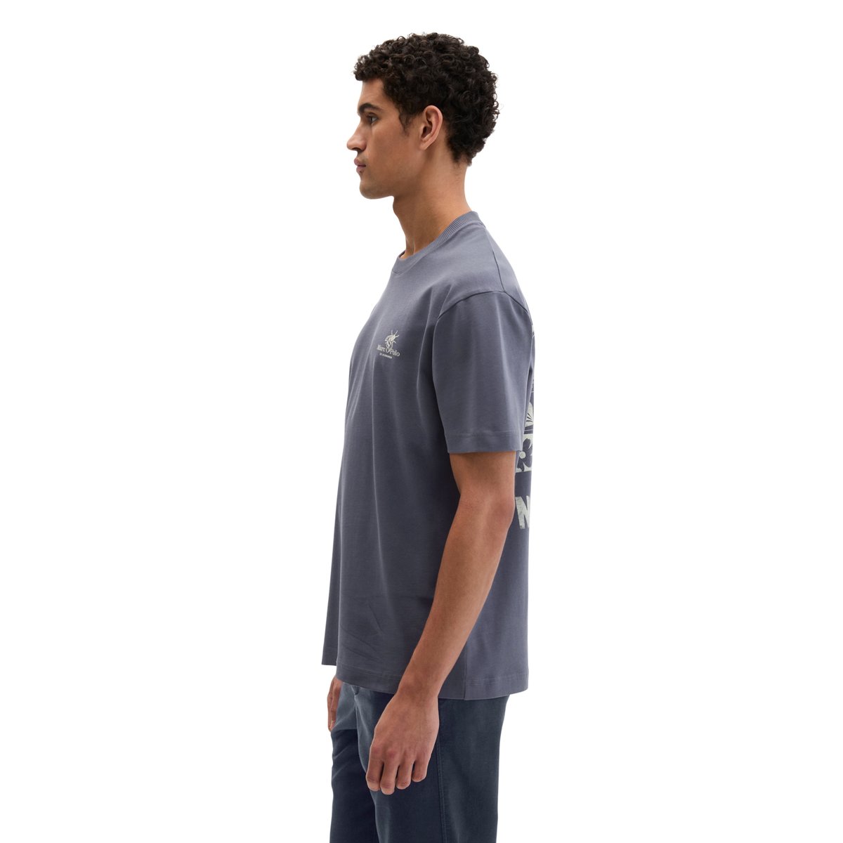 T-shirt loose avec impression dans le dos gris foncé, MARC O'POLO